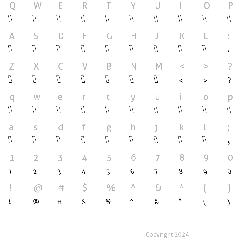 الخريطة الحرفية الخاصة بهذا الخط Sada-RegularItalic ?